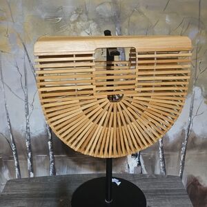 Natural Bamboo Semi-Circle Handbag - Women's Tote